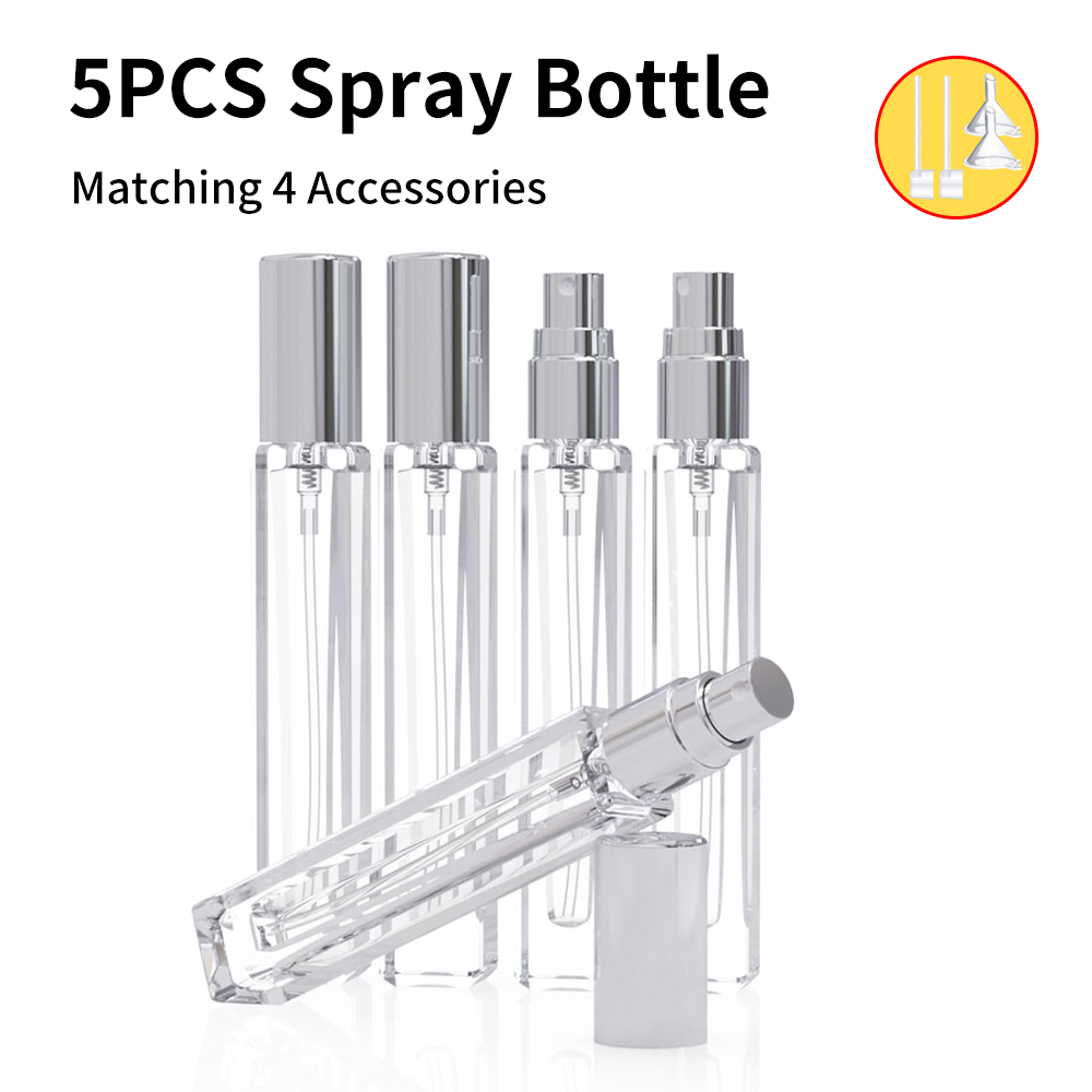 Water Bottle Blank - 5-teiliges Set Leere Parfümzerstäuber, 10ML Mini-Parfümflasche,