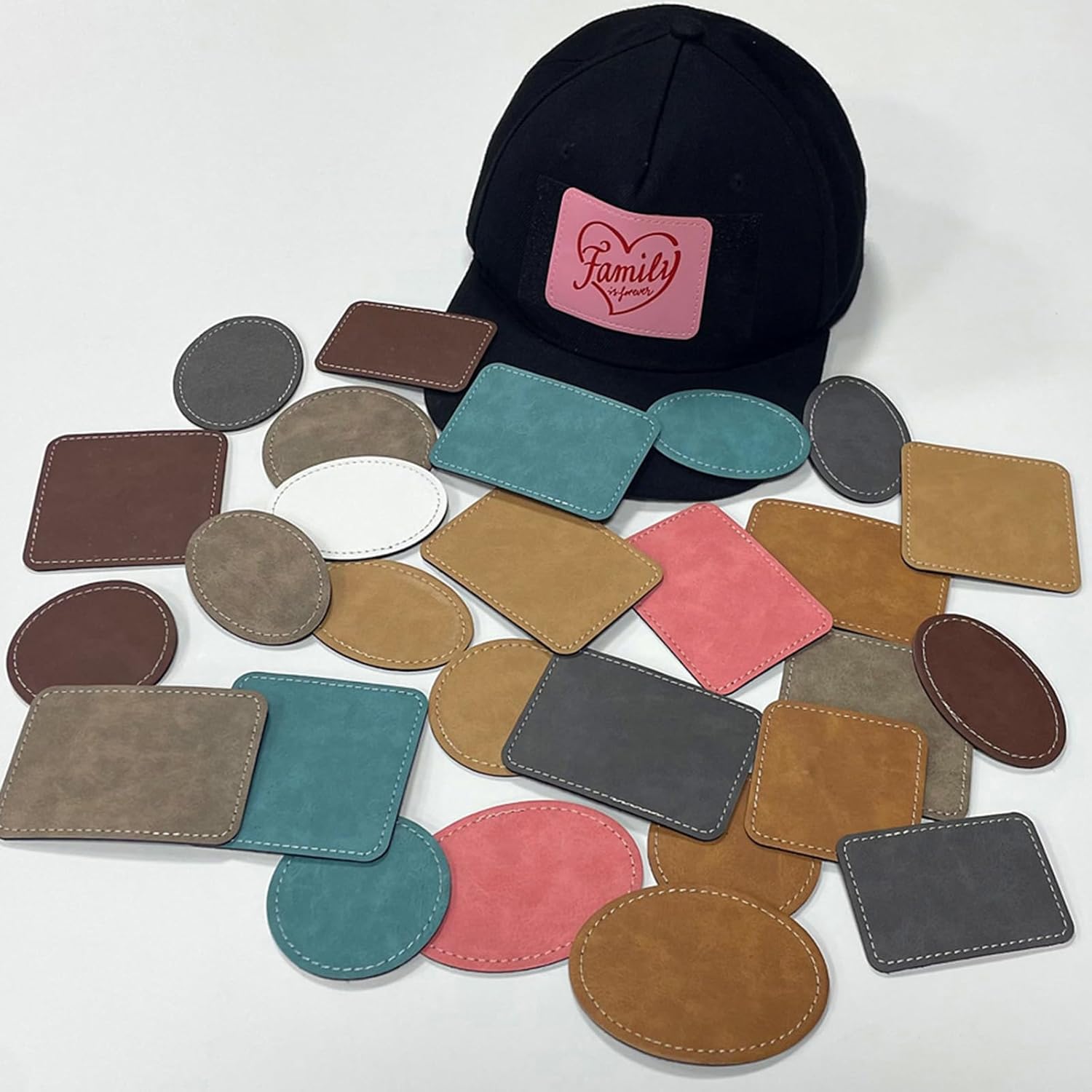 Hat Sublimation Blank - Sublimationsrohlinge, Kunstleder-Hutflicken zum Aufbügeln, mit selbstklebendem